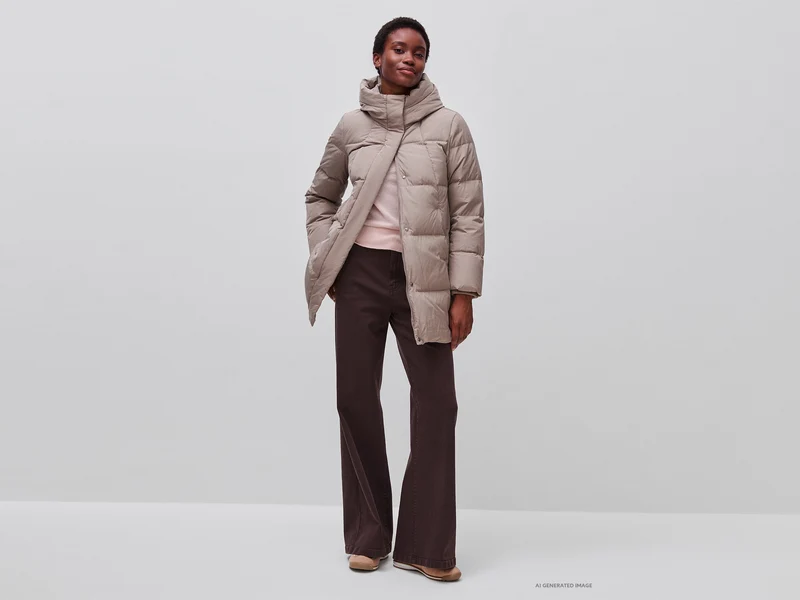 Midi Daunenjacke mit Kapuze