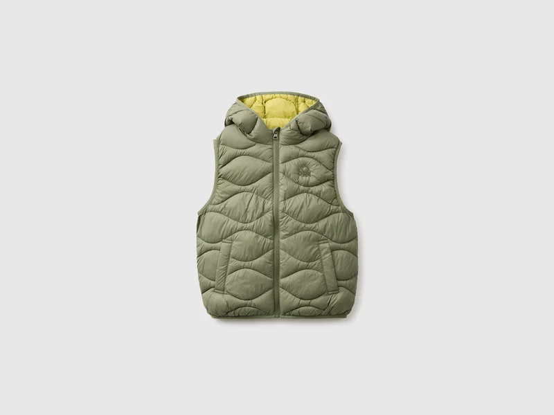 Wattierte, ärmellose Jacke mit Kapuze