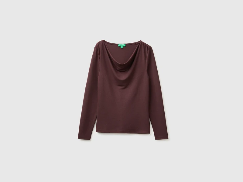 T-Shirt mit drapiertem Ausschnitt
