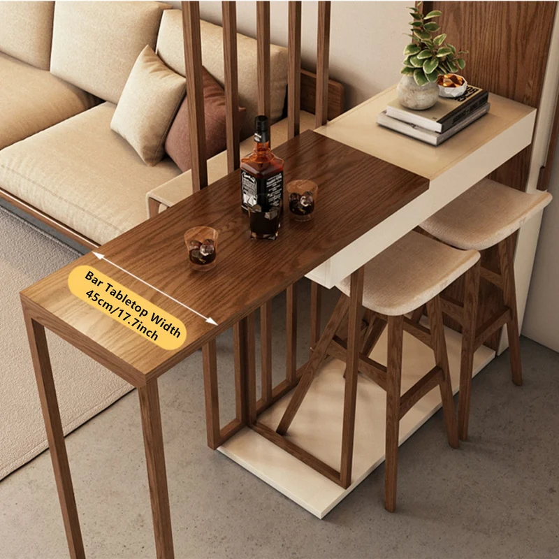 Nordischer einziehbarer Bartisch mit Weinregalschrank