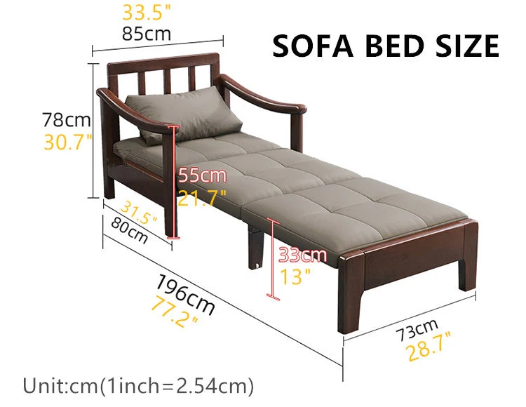 2-in-1-Schlafsofa aus massivem Holz