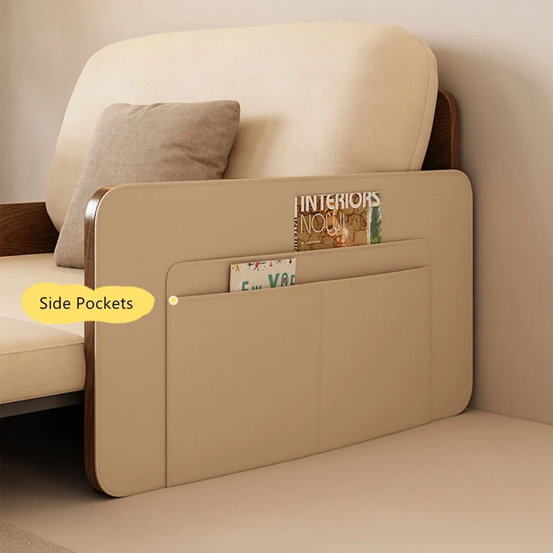 Nordic Modern Ausziehbares Schlafsofa aus Leder mit drehbarem Schreibtisch
