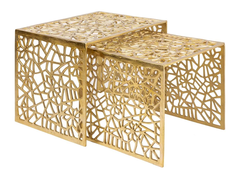 Satztisch-Set Aluminium Gold, 2-teilig im modernen Design von Wohnling