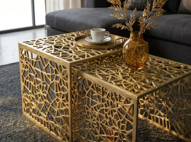 Satztisch-Set Aluminium Gold, 2-teilig im modernen Design von Wohnling