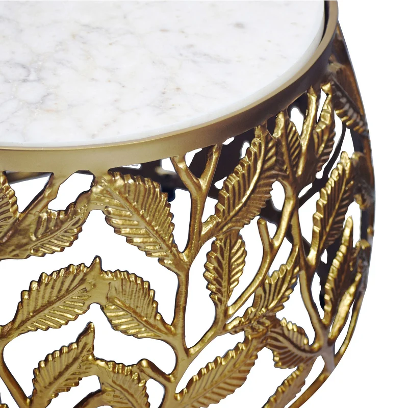 Satztische 2er-Set Gold mit Marmor-Tischplatten, Wohnling Alu-Gestell