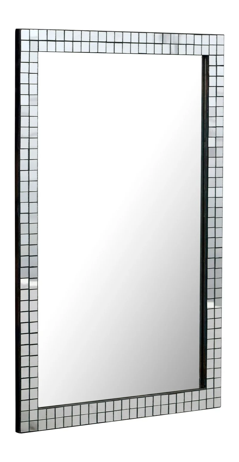 Wandspiegel Mosaik 60x90 cm Schwarz, MDF-Rahmen für Flur & Wohnzimmer