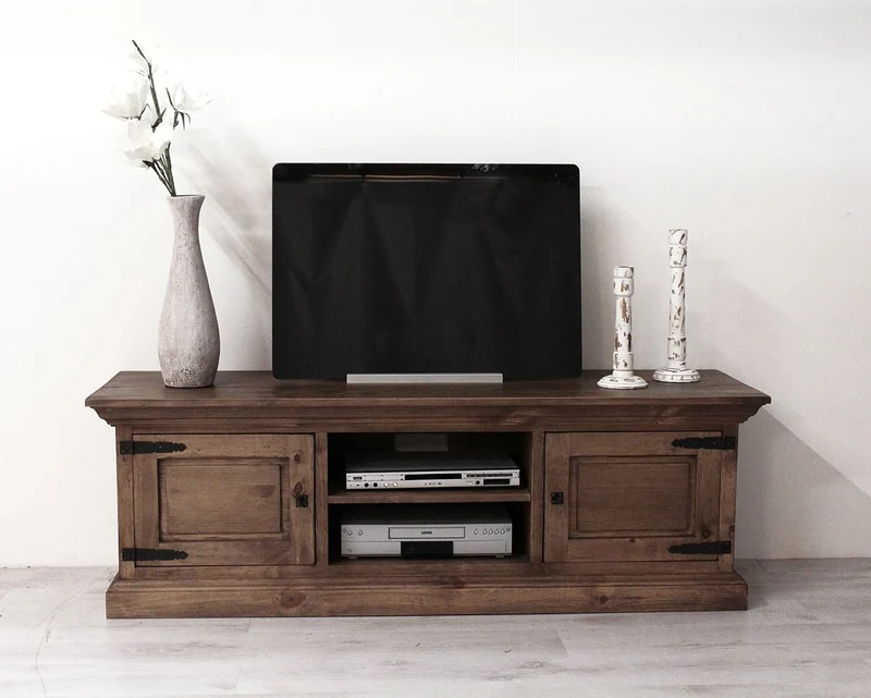 TV-Lowboard Pinie massiv Antikfinish Finca