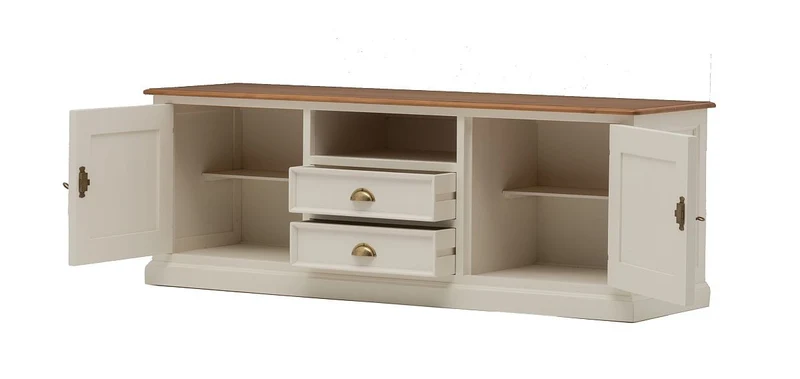 TV-Schrank Pinie teilmassiv weiß/natur Landhausstil New Port