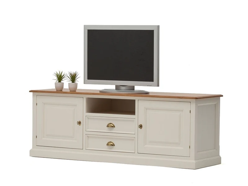 TV-Schrank Pinie teilmassiv weiß/natur Landhausstil New Port