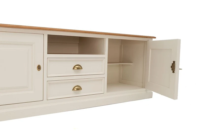 TV-Schrank Pinie teilmassiv weiß/natur Landhausstil New Port