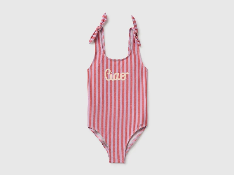 Gestreifter Badeanzug mit Lurex