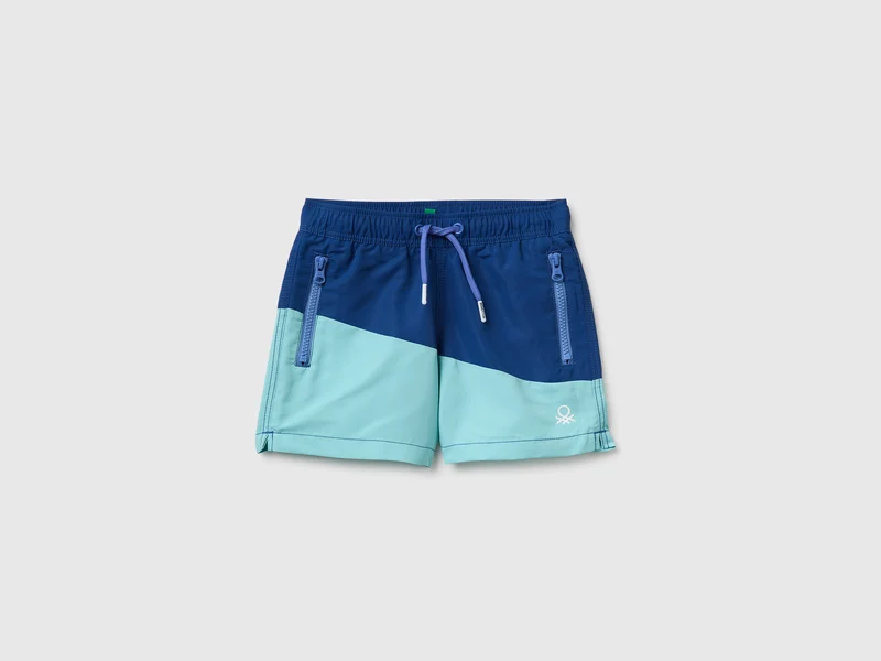 Farbblock-Badeboxershorts