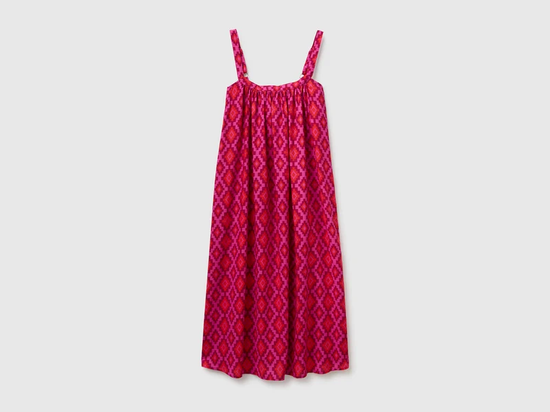 Langes Kleid mit Ethno-Print