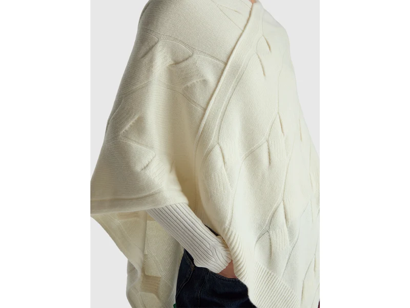 Cape mit Rautenmuster aus reinem Kaschmir
