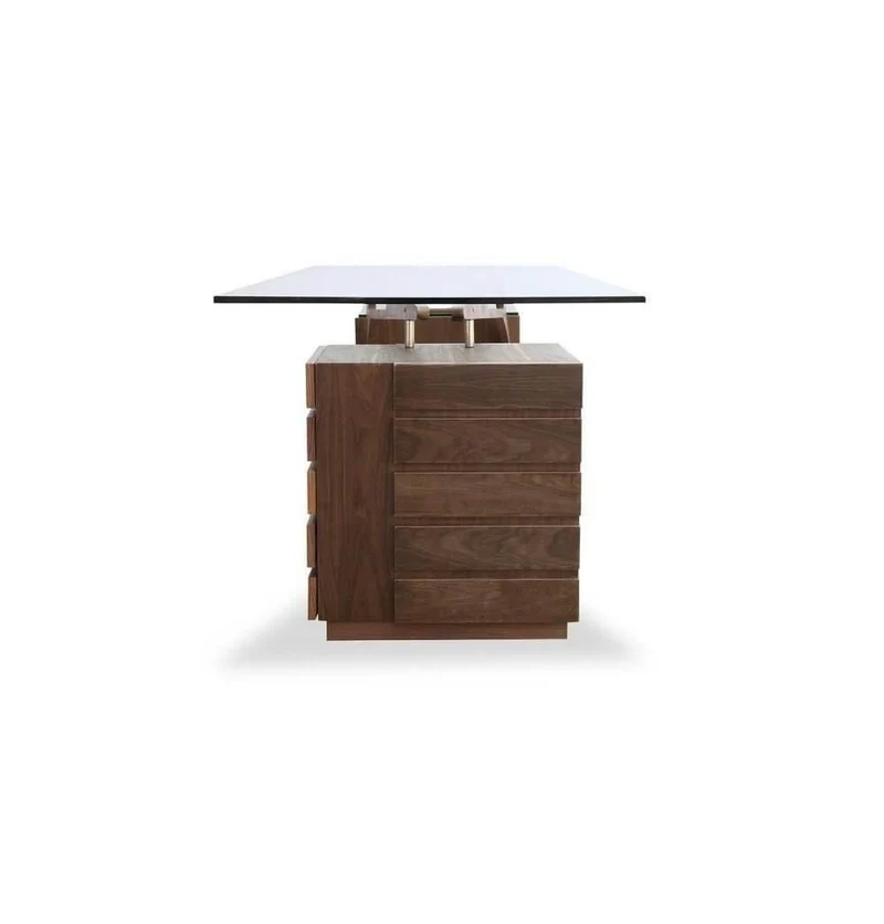 Walnut Protractor Desk - Modern Office Decor