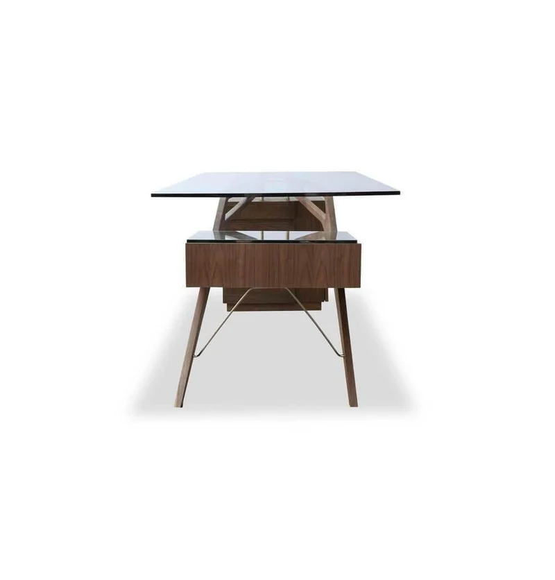 Walnut Protractor Desk - Modern Office Decor