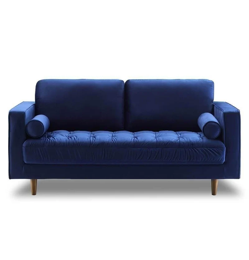 Mid-Century Velvet Loveseat - Modern Tufted 2-Seater Sofa