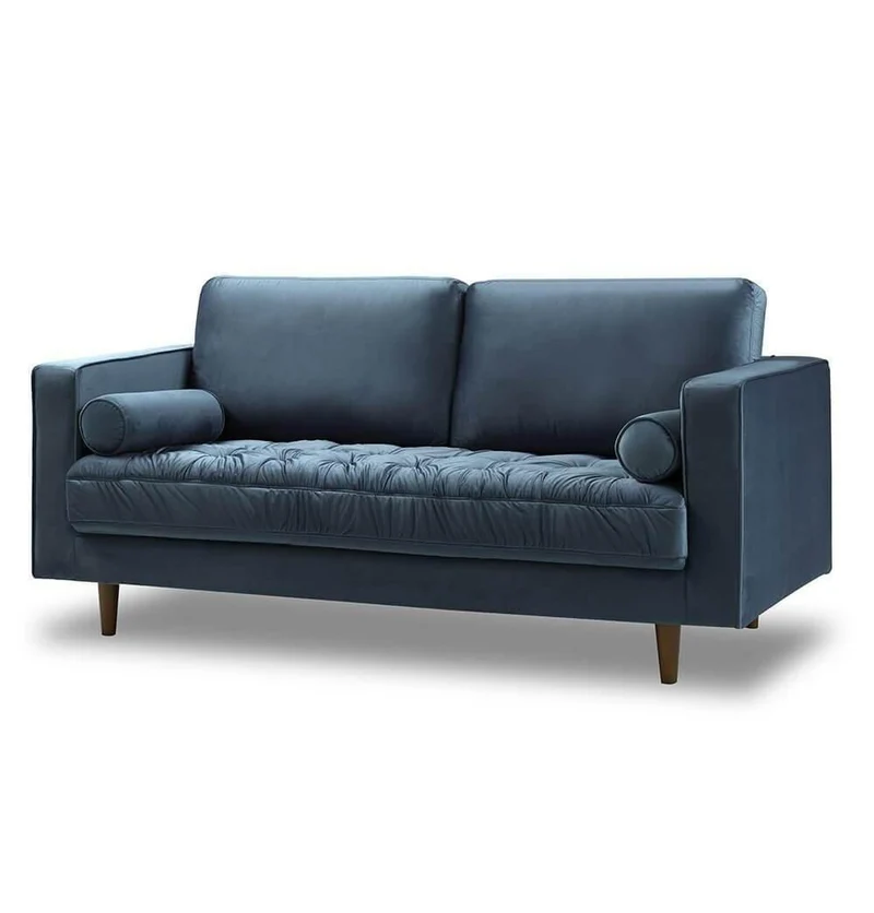 Tufted Velvet Loveseat - Light Blue 2-Seater Sofa