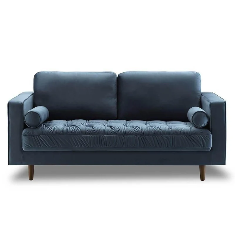 Tufted Velvet Loveseat - Light Blue 2-Seater Sofa