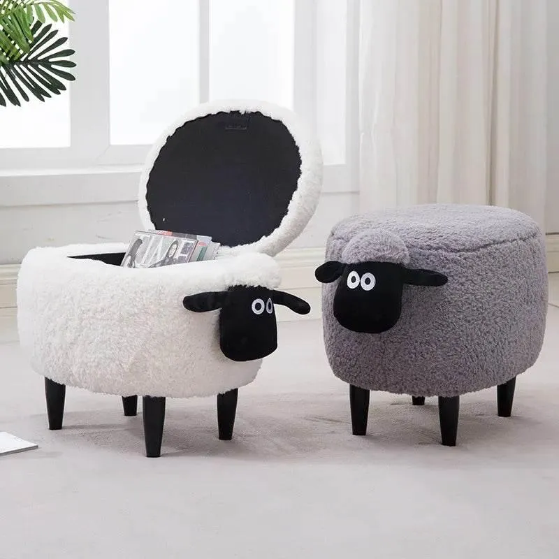 Fluffy Sheep Ottoman - Cute Kids Storage Organizer