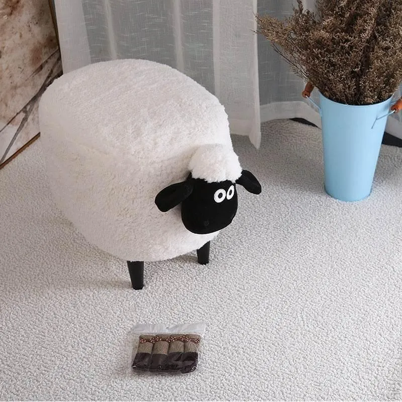 Fluffy Sheep Ottoman - Cute Kids Storage Organizer