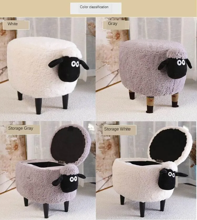 Fluffy Sheep Ottoman - Cute Kids Storage Organizer