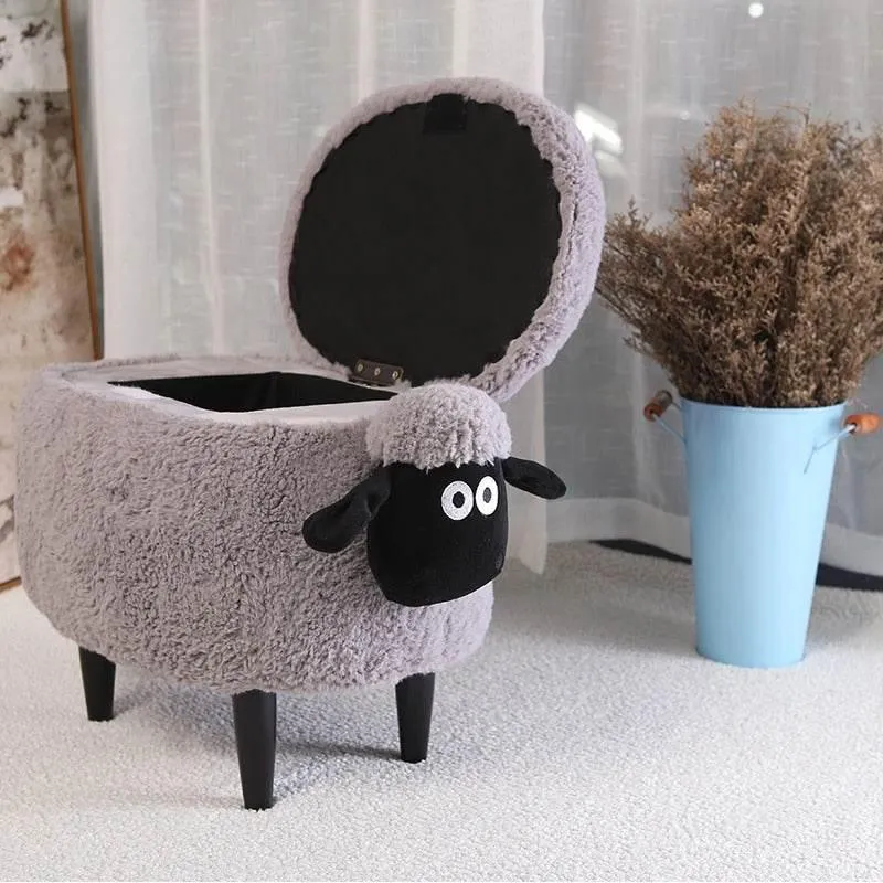 Fluffy Sheep Ottoman - Cute Kids Storage Organizer