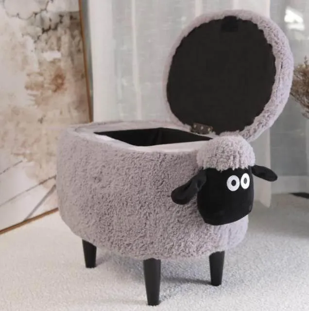 Fluffy Sheep Ottoman - Cute Kids Storage Organizer