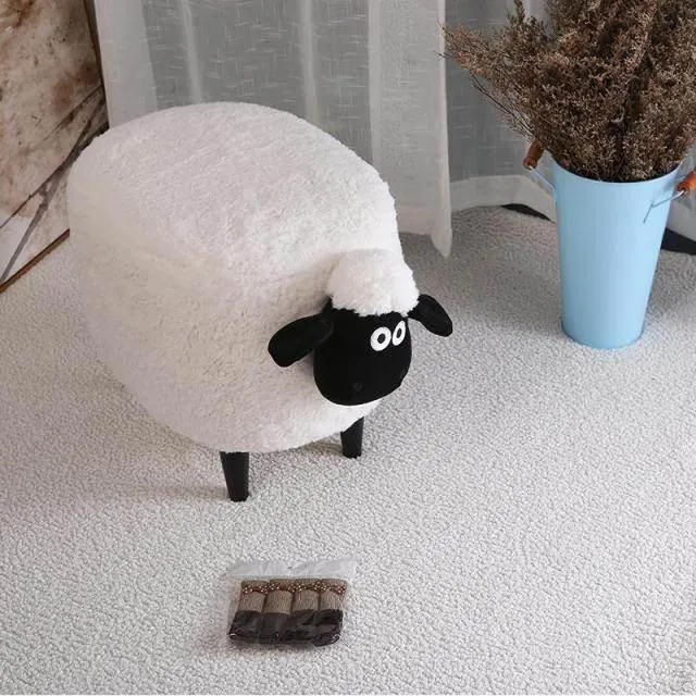 Fluffy Sheep Ottoman - Cute Kids Storage Organizer