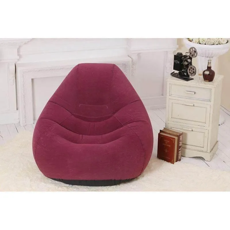 Inflatable Lounge Chair - Flocking Lazy Sofa with Foot Pump