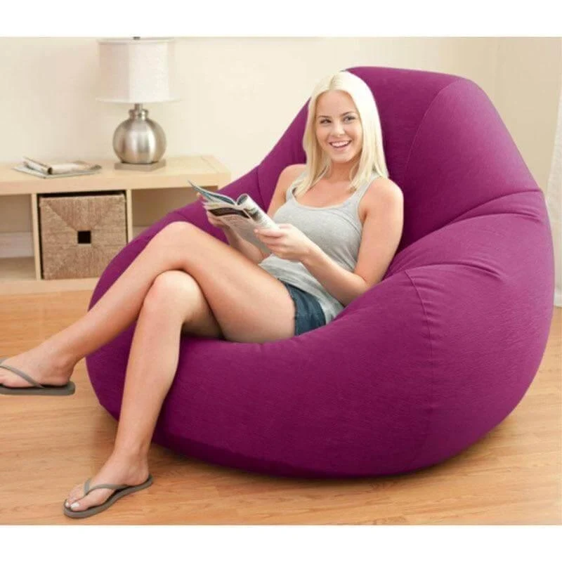 Inflatable Lounge Chair - Flocking Lazy Sofa with Foot Pump