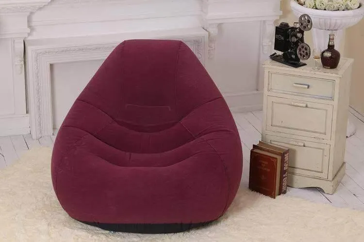 Inflatable Lounge Chair - Flocking Lazy Sofa with Foot Pump