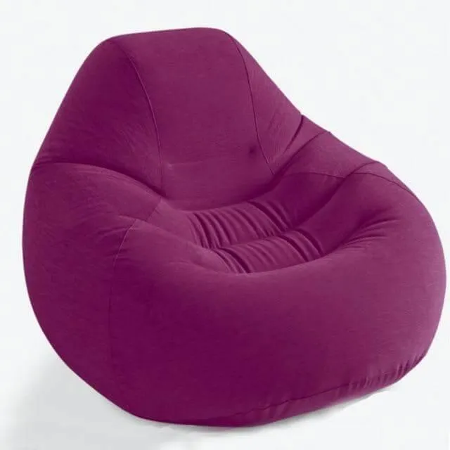 Inflatable Lounge Chair - Flocking Lazy Sofa with Foot Pump