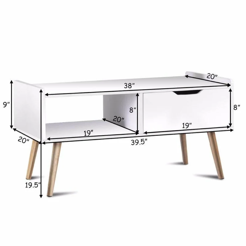 Modern White Wood Coffee Table with Storage - Functional Furniture