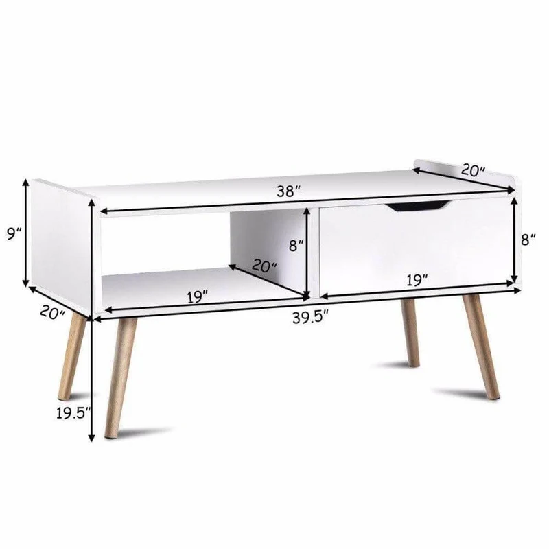 Modern White Wood Coffee Table with Storage - Functional Furniture