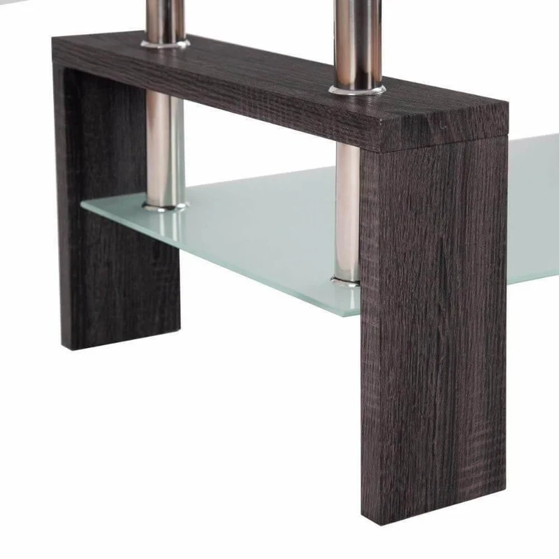 Tempered Glass Coffee Table - Modern Rectangular Design with Storage