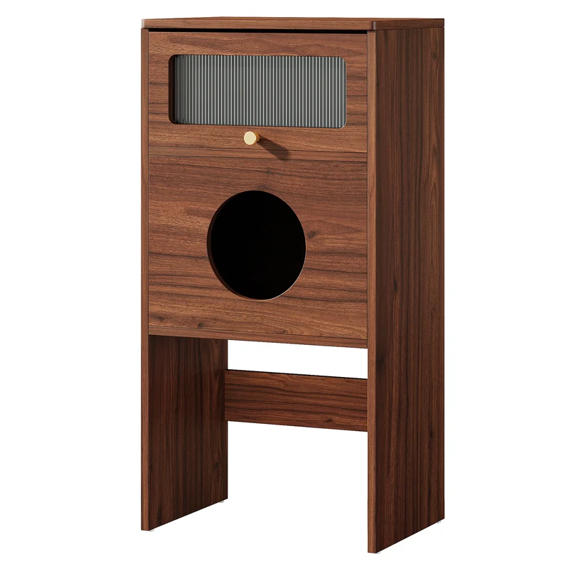 Tribesigns Katzenhaus Möbel mit Stauraum – Katzenklo Schrank & Beistelltisch 2-in-1, Indoor Katzenmöbel für kleine Wohnungen
