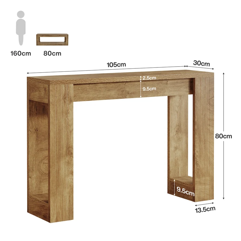 Tribesigns Schmaler Konsolentisch 105 cm, Rustikaler Flurtisch für Eingangsbereich & Wohnzimmer