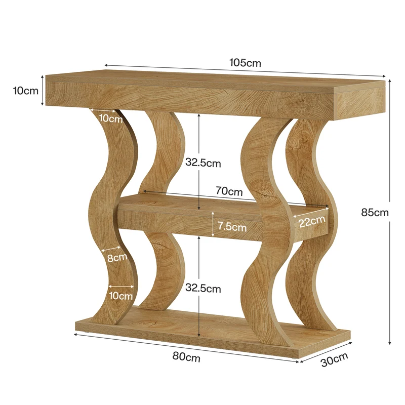 Tribesigns Schmaler Konsolentisch 105 cm – 3-stufiger Flurtisch mit Ablagen, Holzoptik Sofatisch für Eingangsbereich & Wohnzimmer
