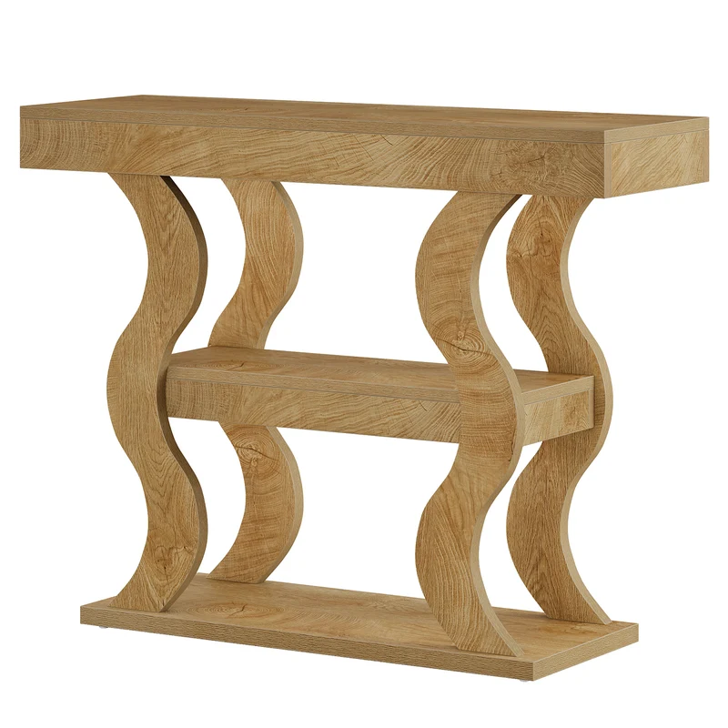 Tribesigns Schmaler Konsolentisch 105 cm – 3-stufiger Flurtisch mit Ablagen, Holzoptik Sofatisch für Eingangsbereich & Wohnzimmer