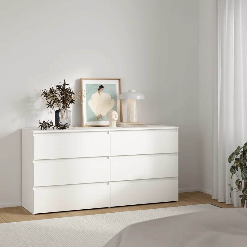 Maise Kommode 70x138x41 cm mit 6 Schubladen in weiß