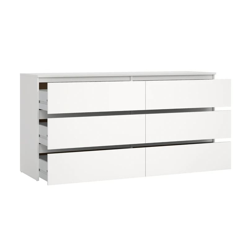 Maise Kommode 70x138x41 cm mit 6 Schubladen in weiß