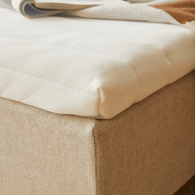 Premium Boxspringbett in Beige 180x200 cm mit 7 cm Memoryschaum Topper, exkl. Bettbeine