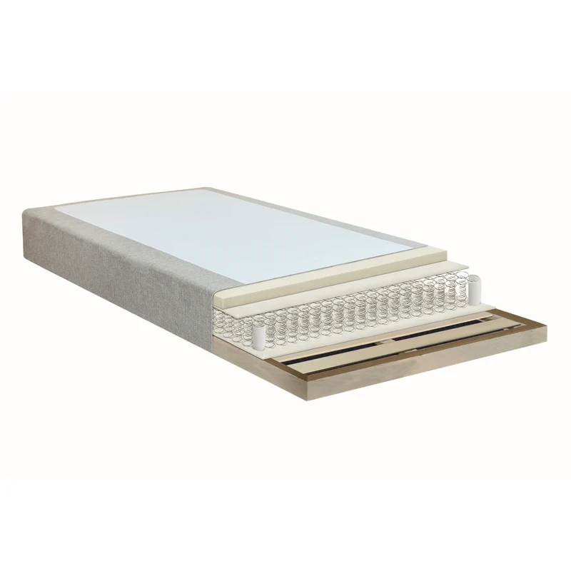 Premium Boxspringbett in Beige 180x200 cm mit 7 cm Memoryschaum Topper, exkl. Bettbeine