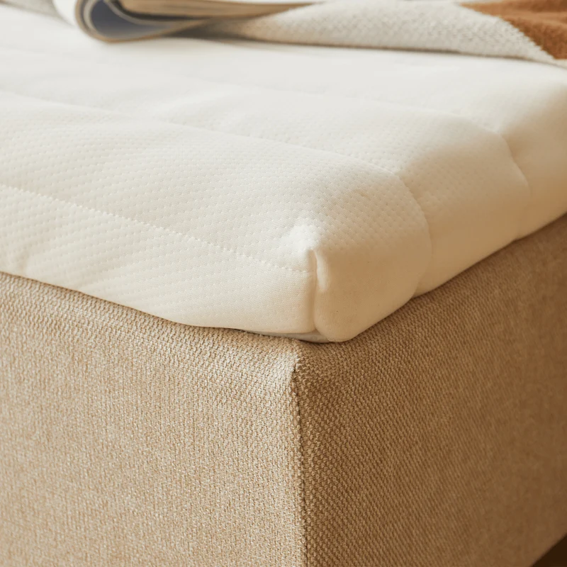 Premium Boxspringbett in Beige 140x200 cm mit 7 cm Memoryschaum Topper, exkl. Bettbeine
