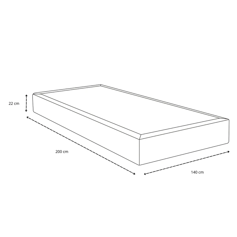 Premium Boxspringbett in Beige 140x200 cm mit 7 cm Memoryschaum Topper, exkl. Bettbeine