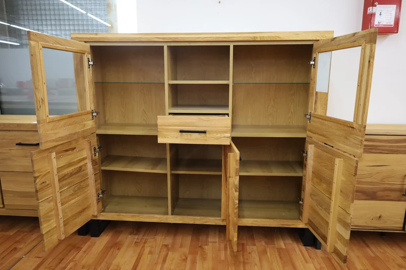 Highboard + Soft-Close + Front Massiv Holz Eiche + großer Stauraum
