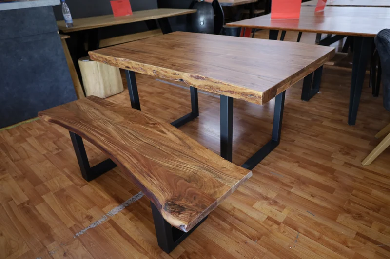 Esstisch Tisch + Massivholz Akazie +Echte Baumkante 240x100cm