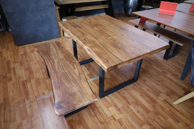 Esstisch Tisch + Massivholz Akazie +Echte Baumkante 220x100cm
