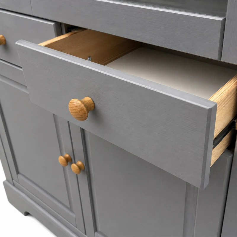 Barschrank Kiefer massiv grau antik - Boston